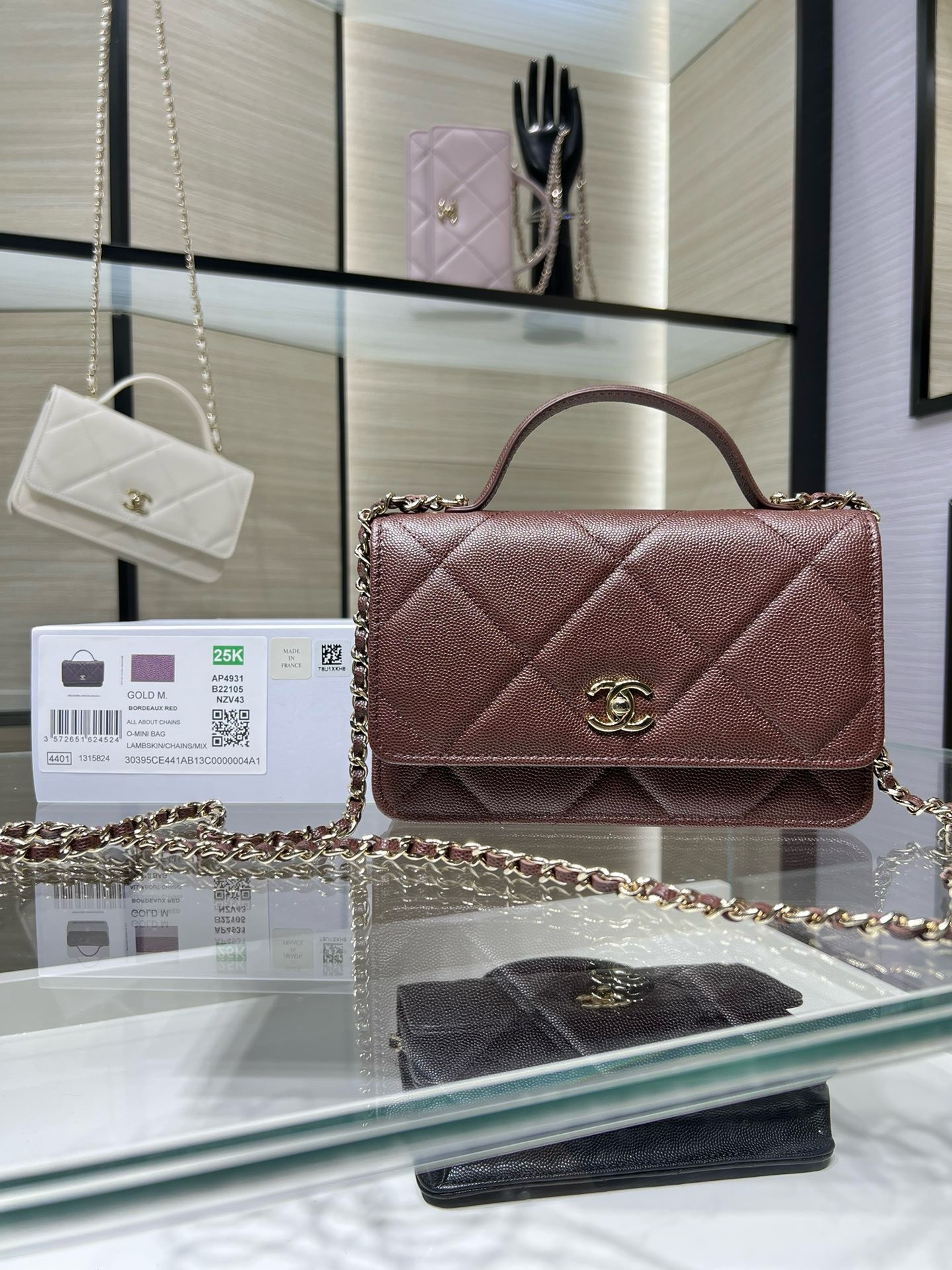 Ch**el flap bag with top handle 19x12x3.5cm
