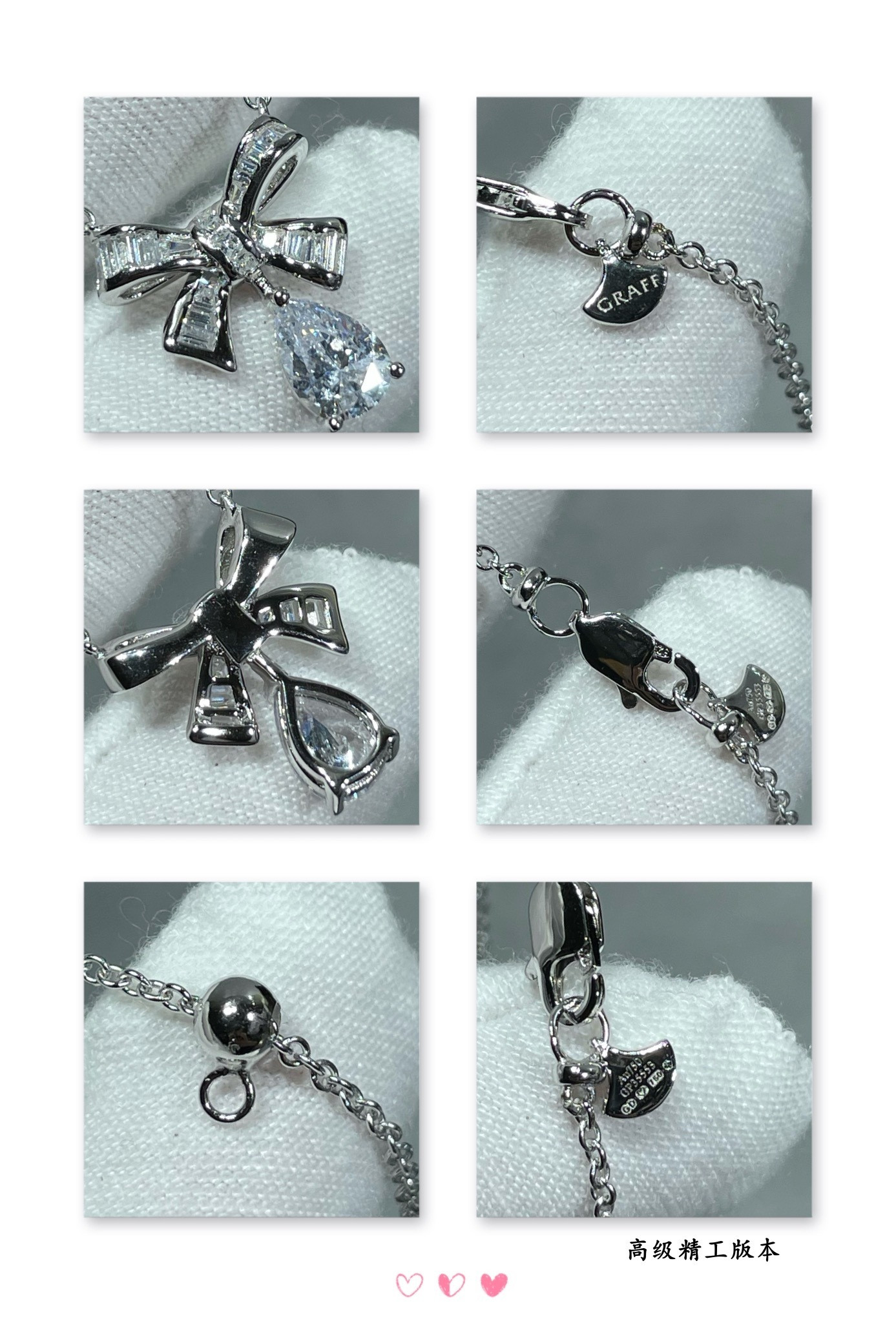 Graff Bow D1am0nd Pendant Necklace Ag925