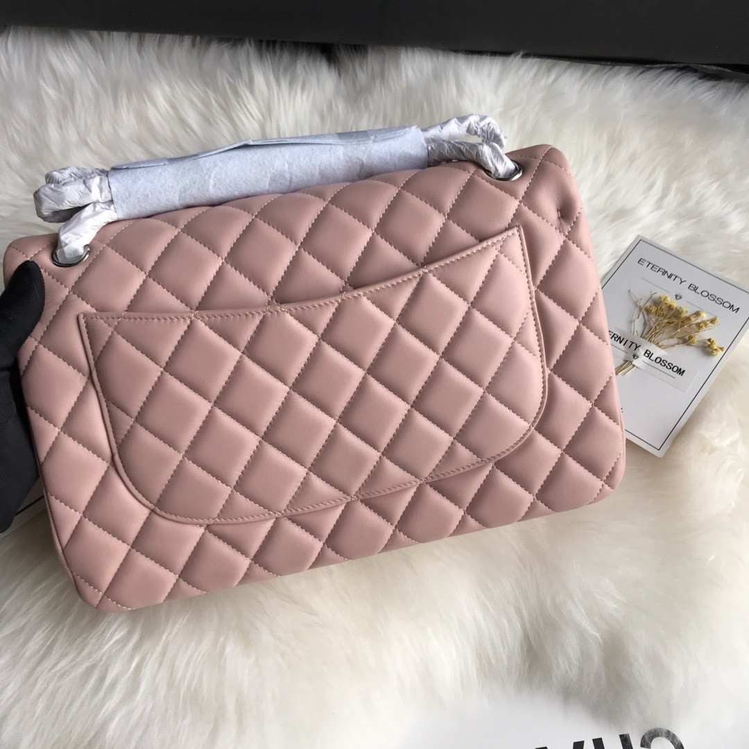 Ch**el CLASSIC FLAP JUMBO 30CM CF PINK SILVER 7.6 × 11.7 × 3.9 in