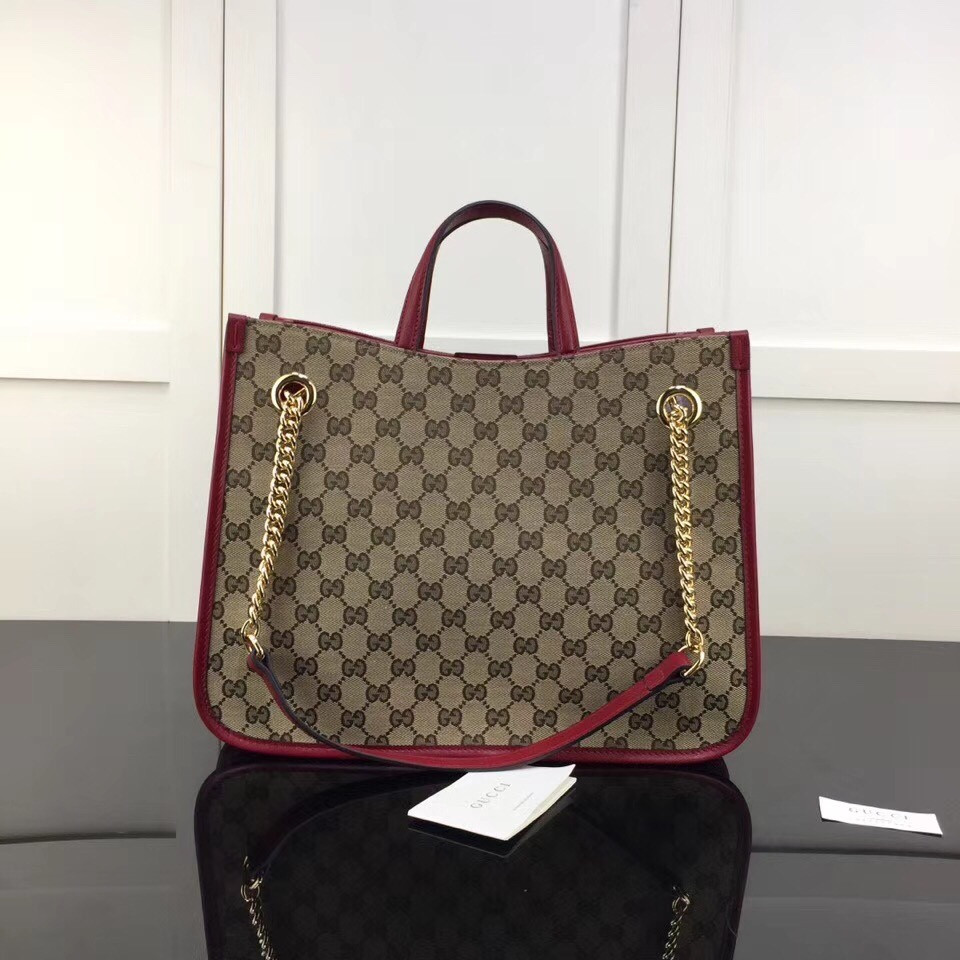 Gvc*1 GG Unisex Gvc*1 1955Horsebit Large Tote Bag-Red 35x27x12cm