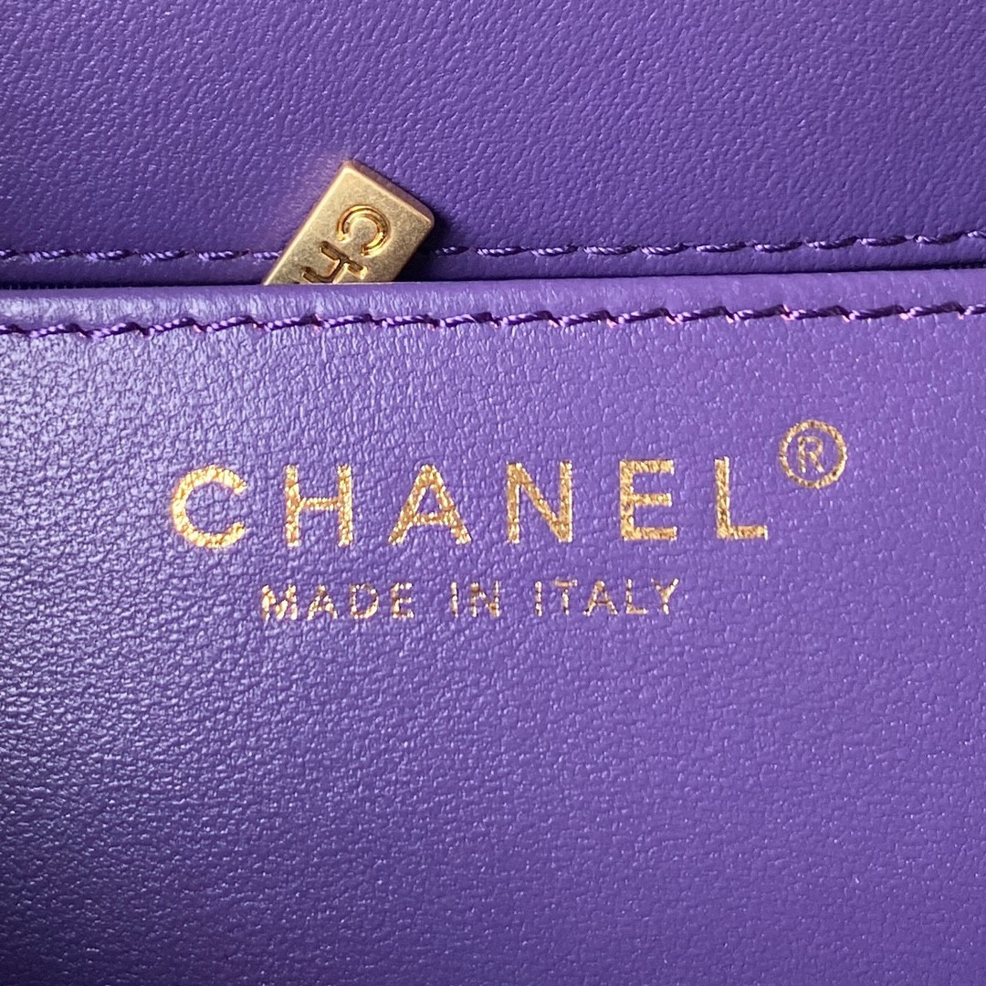 Ch**el BAGUETTE BAG PURPLE 17.5×20×5cm