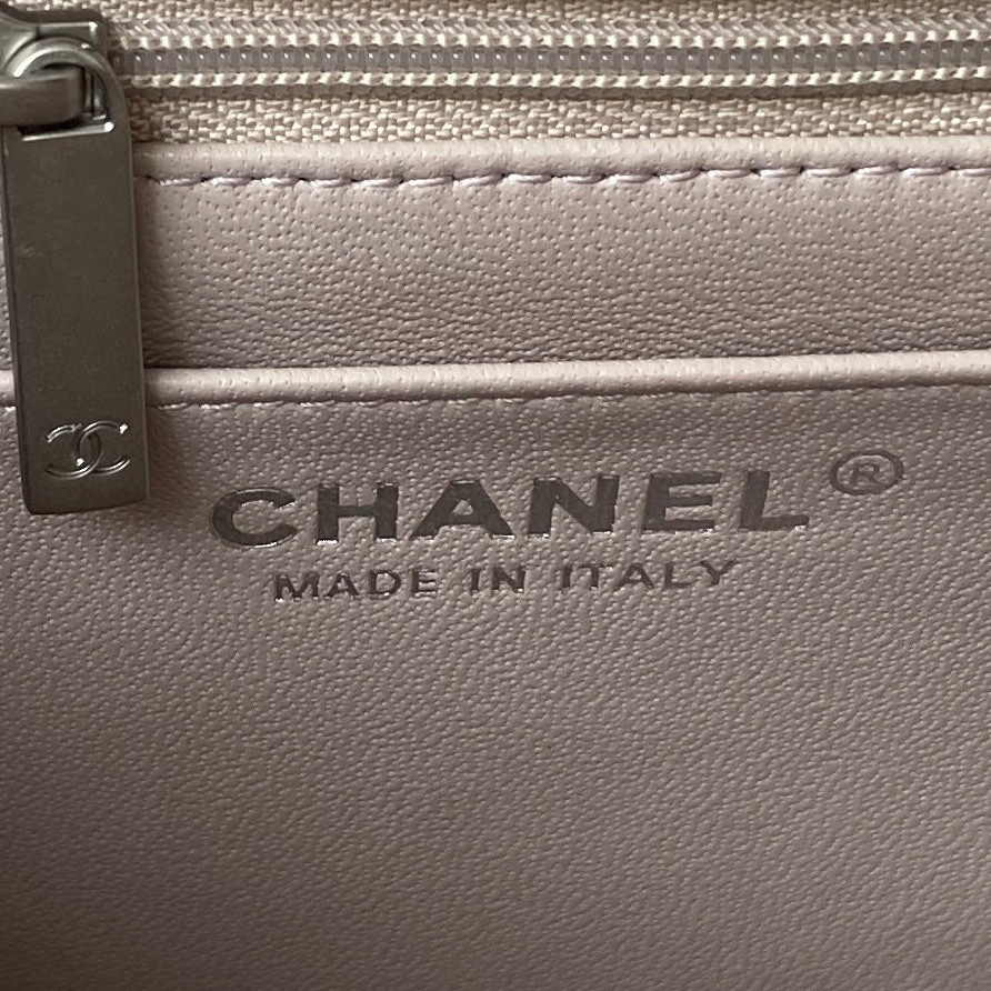 Ch**el MINI FLAP BAG SHINY CALFSKIN & SILVER-Tone METAL 5.3 × 6.6 × 3.1 in