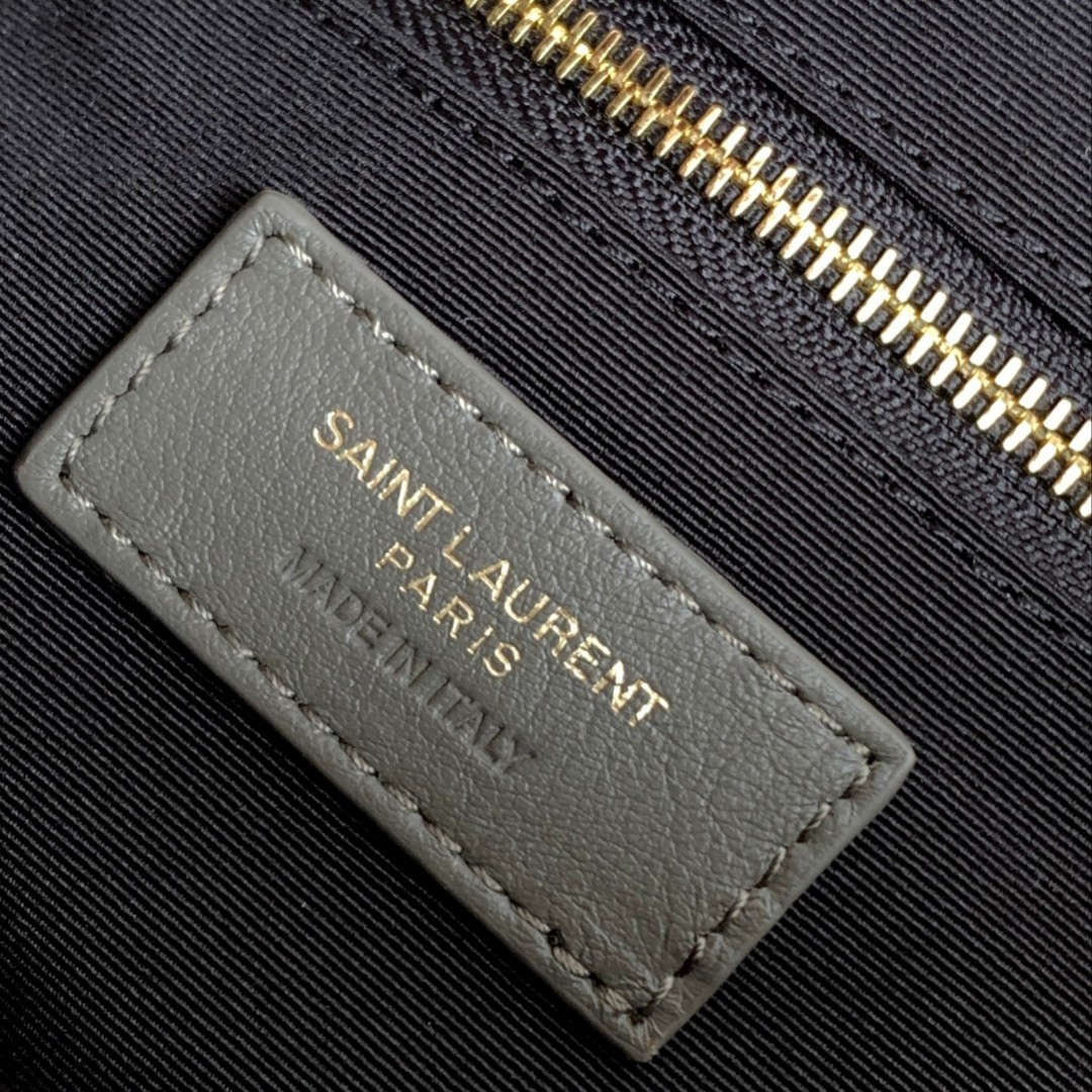 Y51 LOULOU SMALL IN QUILTED LEATHER GRAY GOLD 9 X 6.1 X 3.3 INCHES