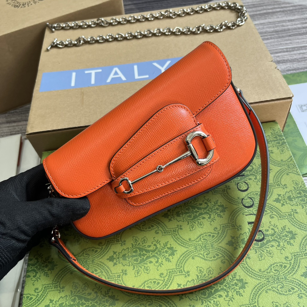 Gvc*1 HORSEBIT 1955 MINI SHOULDER BAG ORANGE 7.7"W x 5-3.1"H x 2.4-1.2"D