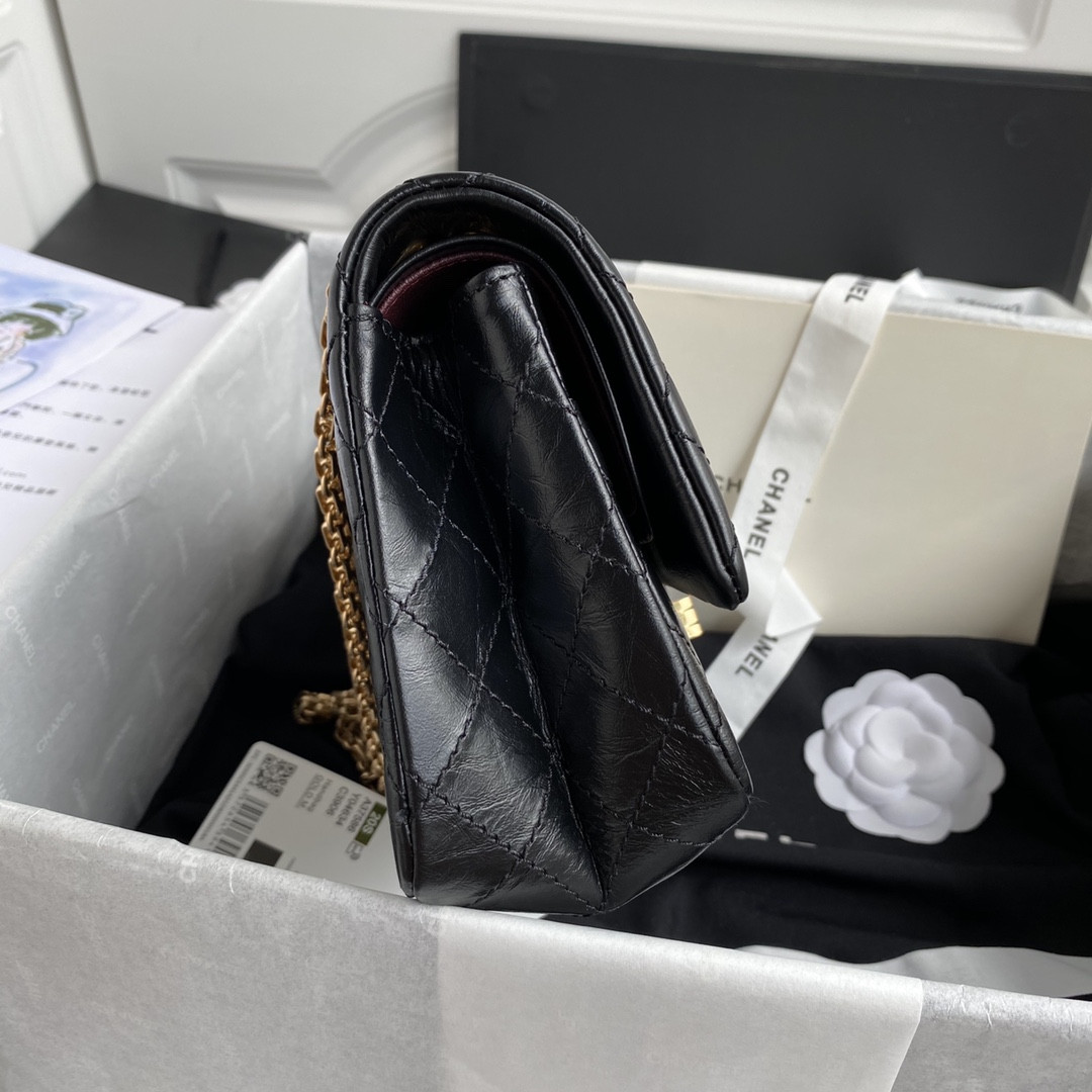 Ch**el 2.55 HANDBAG Black 6.2 × 9.4 × 2.9 in