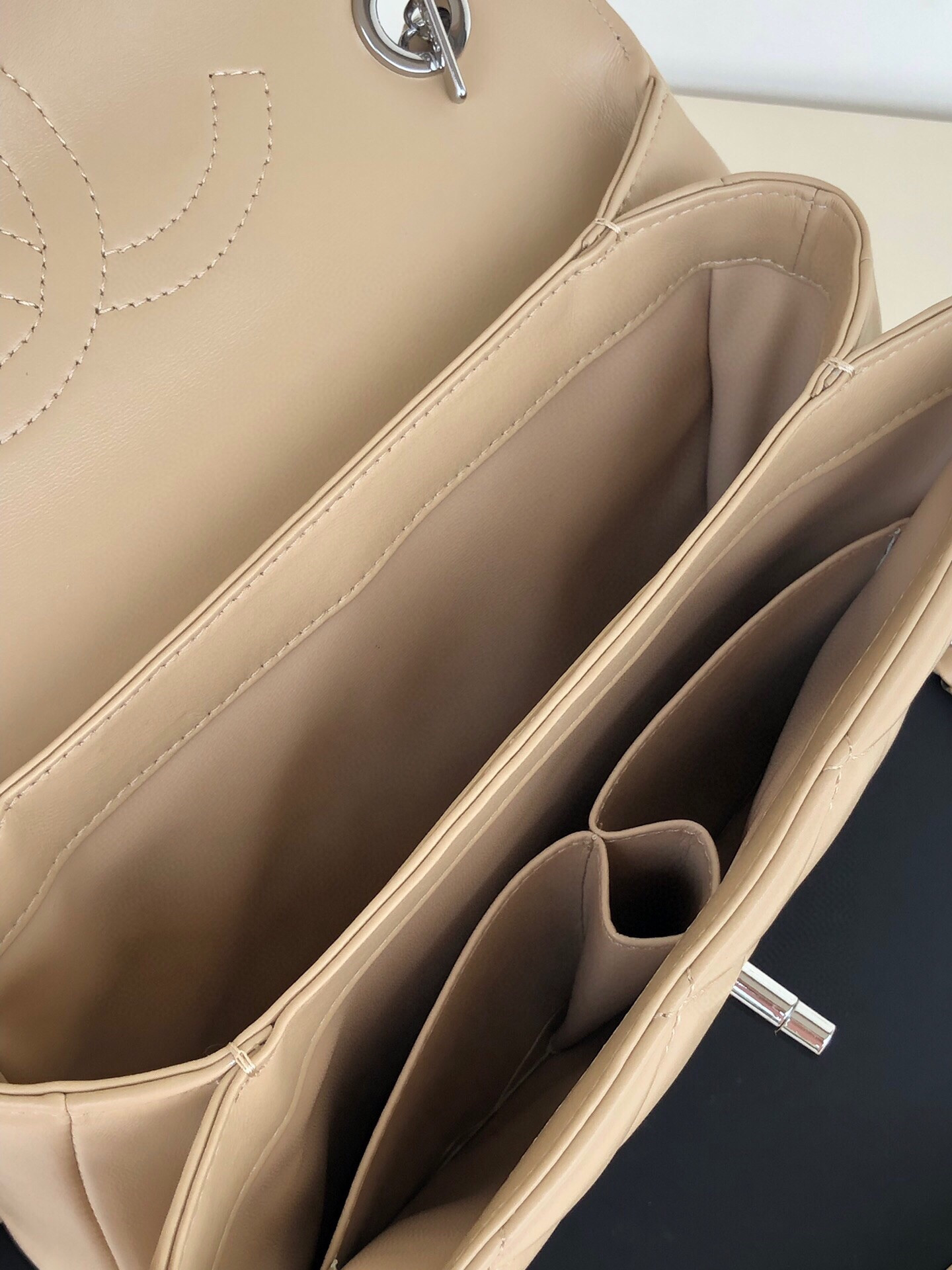 Ch**el FLAP BAG WITH TOP HANDLE 6.6 × 9.8 × 4.7 in