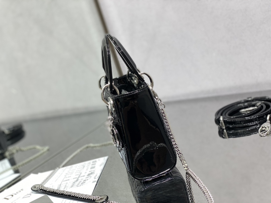 Mini Lady D10r Bag Patent Cannage Calfskin 17 x 15 x 7 cm