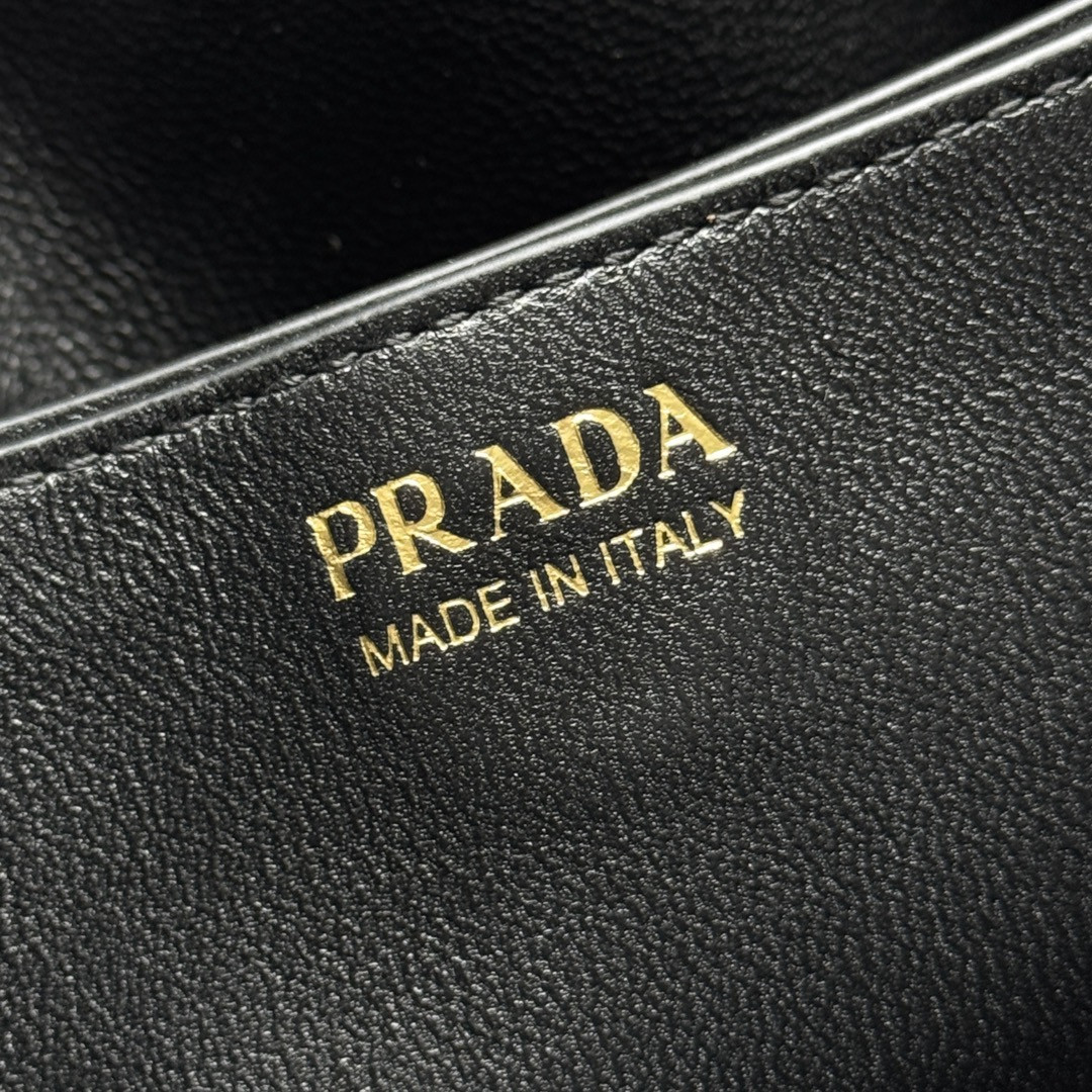 Pra*a Slouchy Lambskin Leather Shoulder Bag 25x18.5x11.5cm